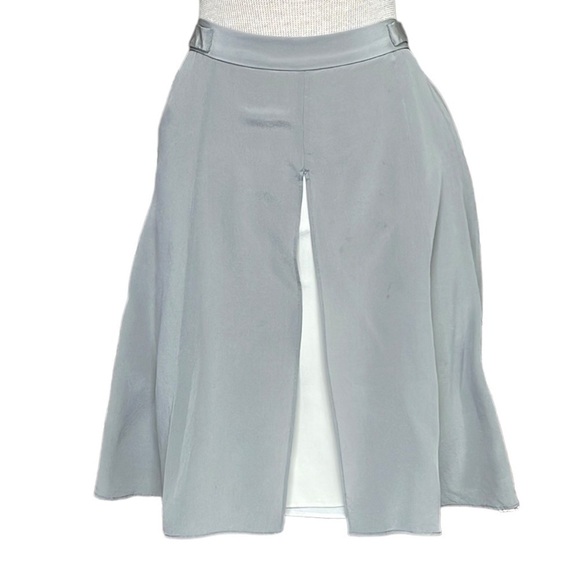 CLUB MONACO Skirt Gray White Silk Split Front Size 00 - Picture 1 of 10